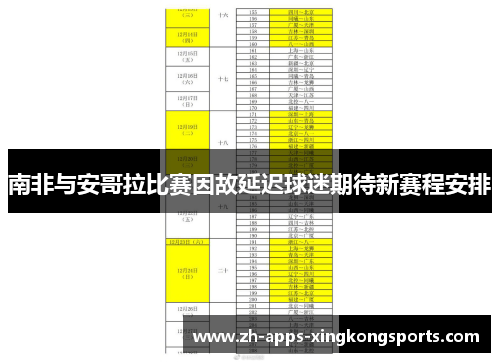 南非与安哥拉比赛因故延迟球迷期待新赛程安排